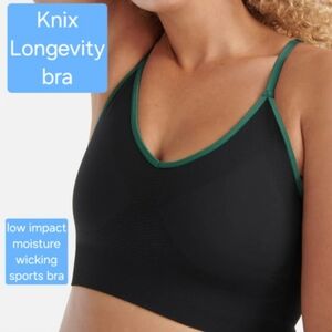 Knix Longevity Sports Bra - XL - black with green straps - NWT